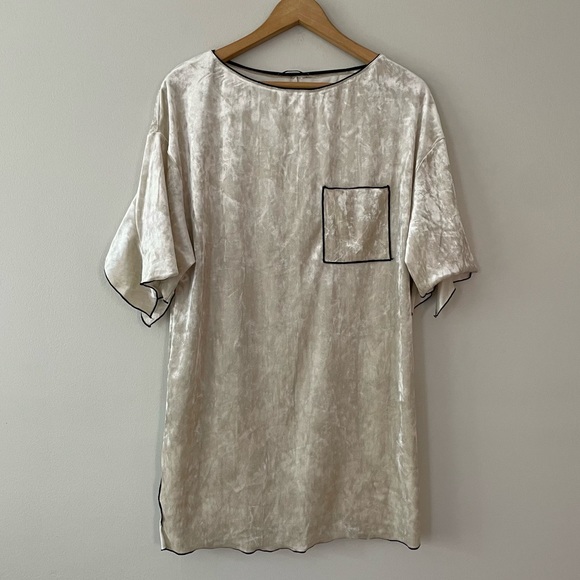 Zara Champagne Velour Crushed Velvet Long Tunic Top- Size Small (bin 2E) - Picture 1 of 4